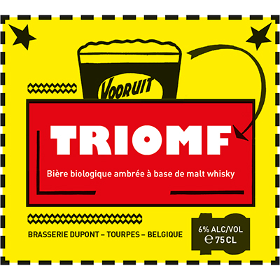 5410702001352 Triomfbier Vooruit<sup>1</sup> - 75cl Biologish Bier met nagisting in de fles (controle BE-BIO-01) Sticker Front